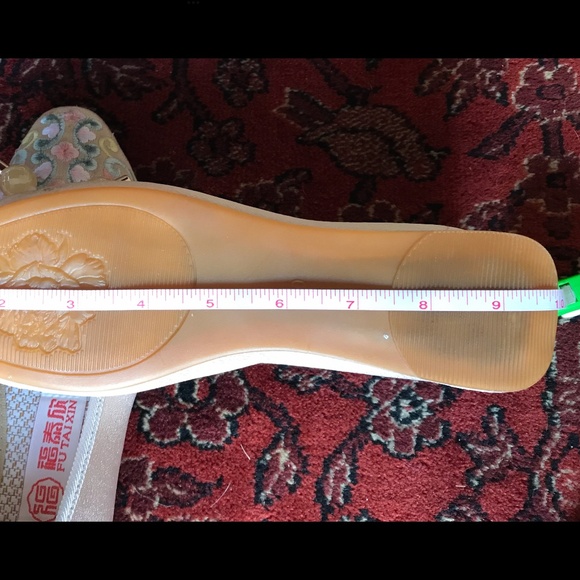 FU TAI XIN Champagne Pastels Floral Silken Embroidered Slip-Ons Chinese 240 US 7 - Picture 14 of 16